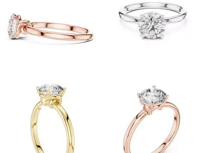 Classic Solitaire Ladies Diamond Ring CAD Model 3DM STL 3D print model