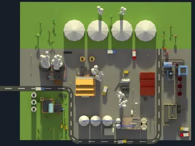 Low Poly Industrial Complex Pack Low-poly 3D model