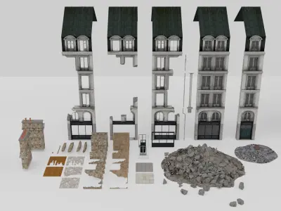 Modular Urban Destruction Kit 3D model
