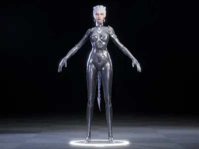 CHROME GIRL 3D MODEL Low-poly 3D model