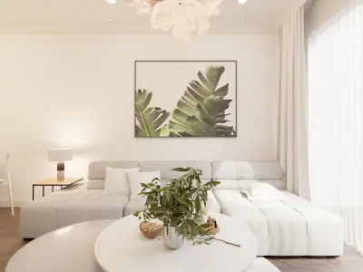 Stylish Living Room Interior Design Scene 3D model