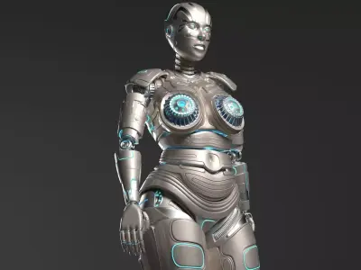 LADY ROBOT CURVY RIGGED 3D model