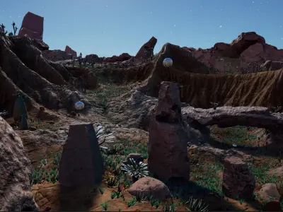 Alien Planet Fantasy Environment - Desert Oasis UE4 Low-poly 3D model