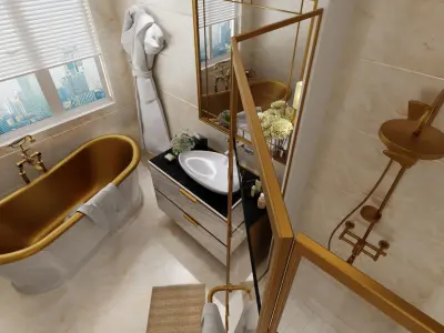 lavish modern bathroom 3D model