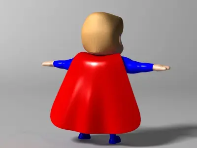 Cartoon Kid super hero Low-poly 3D model