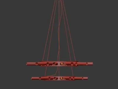 Majestic chandelier made of brass and glass 3D model