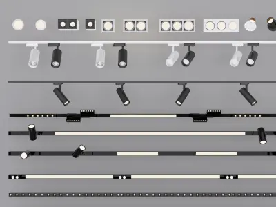 Modern downlights-spotlights-track lights 3D model