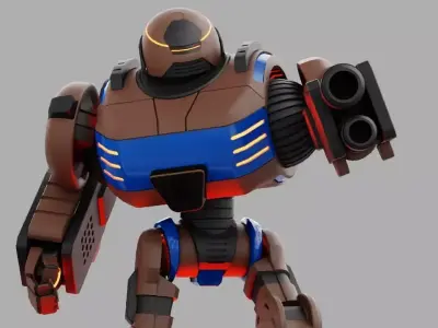 Combat robot rigged - animated character 3D model