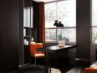 Orange and black shades in the interior 3D model