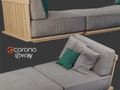 Flexform Zante ottoman 3D model