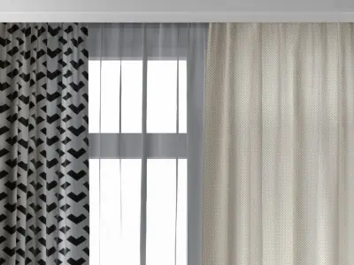 Curtains with Window 6 3D model