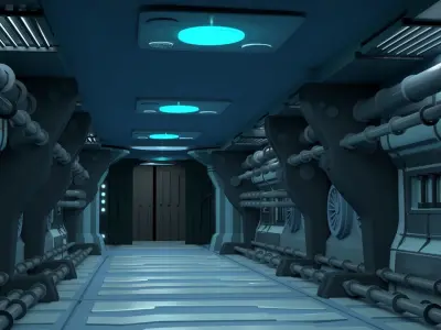 3D sci-fi interior model 3D model