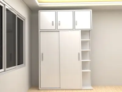 Modern wooden wardrobe 3D model