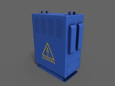 PBR Electric Box Blue V3 Low-poly 3D model