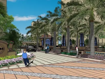 landscape for buildings  Low-poly 3D model