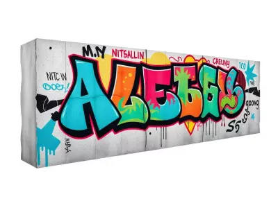 Vibrant Graffiti Wall model pack Low-poly 3D model