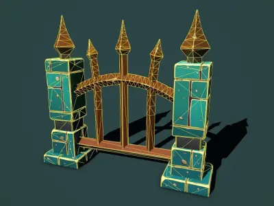 Fantasy fence Low-poly 3D model