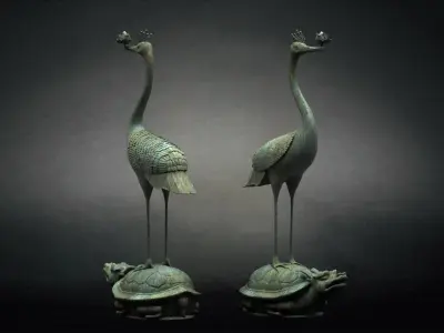 Turtle cultural relics crane model ancient bronze  3D model