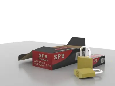 Game Ready Padlock with Retail Packaging Low Poly 3D Model Free low-poly 3D model