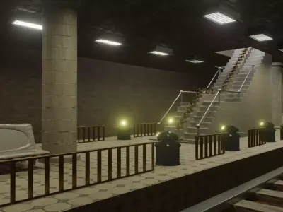 Underground Subway Station Low-poly 3D model