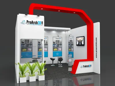 Exhibition stall 15ft x 15ft 1 side open 3D model