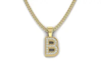 Pendant B letter with diamonds 3D print model