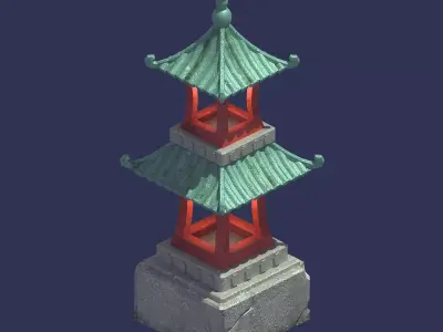 Yong An City - decorative stone lamp 06 3D model
