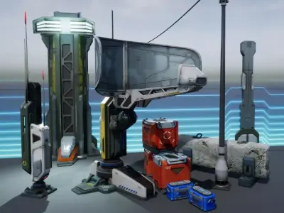 Sci - Fi Props Exterior Pack Low-poly 3D model