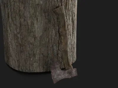 Axe old rusty Low-poly 3D model