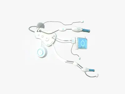 SciFi Glasses E02 White Blue - Character Design Fashion Low-poly 3D model