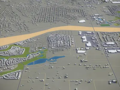 Victorville - Hesperia - 3D City Model Low-poly 3D model
