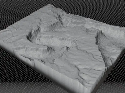 meandering canyon and the Colorado River flows beneath it 3D model