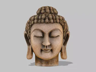 Bronze Buddha head Free low-poly 3D model