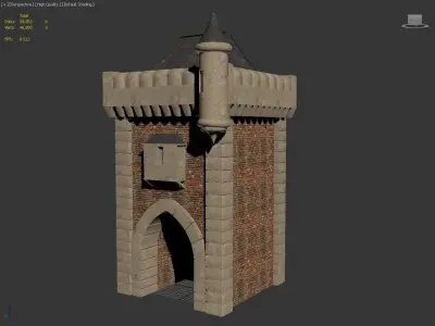 City Gate Monchengladbach Low-poly 3D model
