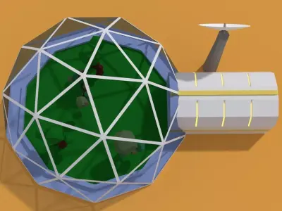 Low Poly Sci Fi Greenhouse Low-poly 3D model