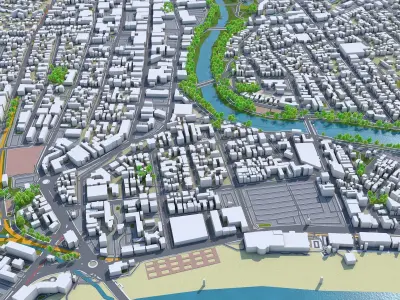 Santa Cruz California USA 20km Low-poly 3D model