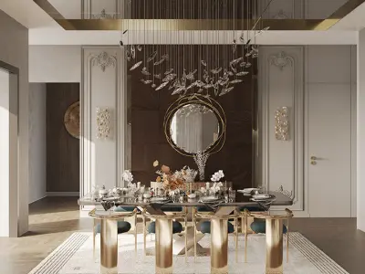 Luxury Villa Interior Living Dining Entrance Staircase Sitting  3D model