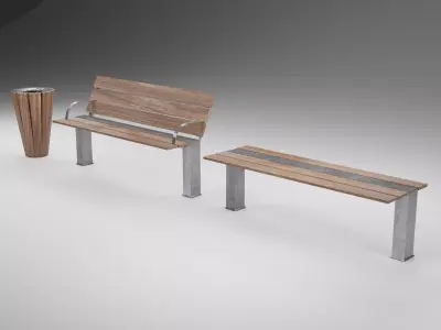 Bench Bank Street Low-poly 3D model
