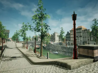 Modern City 4 Unreal Low-poly 3D model