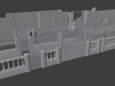 Low poly Fences and Walls small asset pack Low-poly 3D model