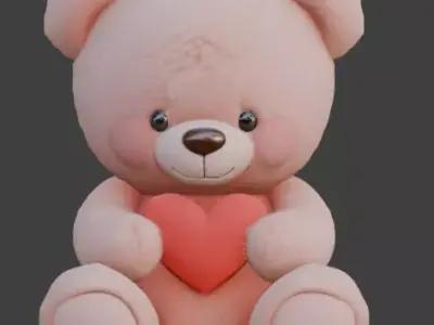 Valentines Day Teddy Doll 3D Model Low-poly 3D model