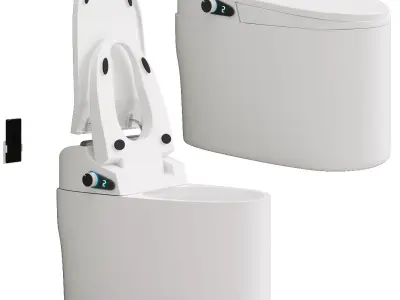Modern Smart One Piece Floor Mounted Elongated Toilet and Bidet  3D model