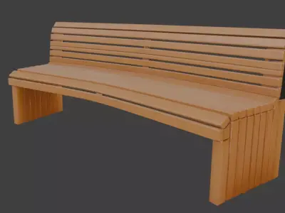 Wooden Park Bench 3D Model 3D model