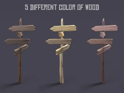 Sylized Wooden Sign Low-poly 3D model