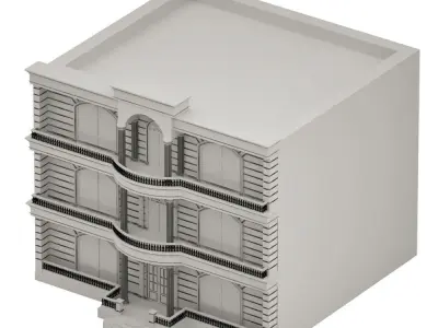 Mansion building with windows and balconies 3D model