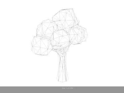 Low Poly Red Tree Low-poly 3D model