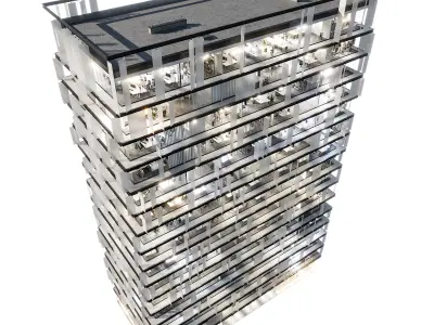 Modern office building 02 3D model