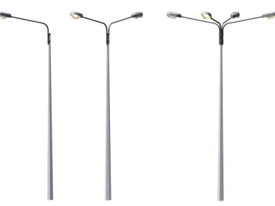 Collection Road Street Lights  Low-poly 3D model