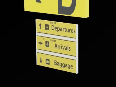 Airport Sign Low-poly 3D model