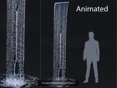 Animated Collection of Waterfalls and Fountains 3D Model Pack